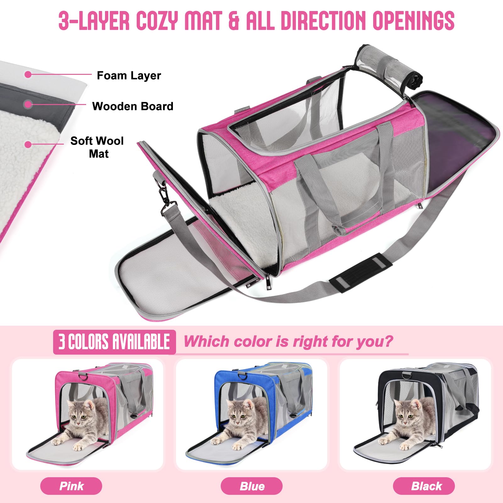 TIYOLAT pet carrier dual entrances for easy loading
