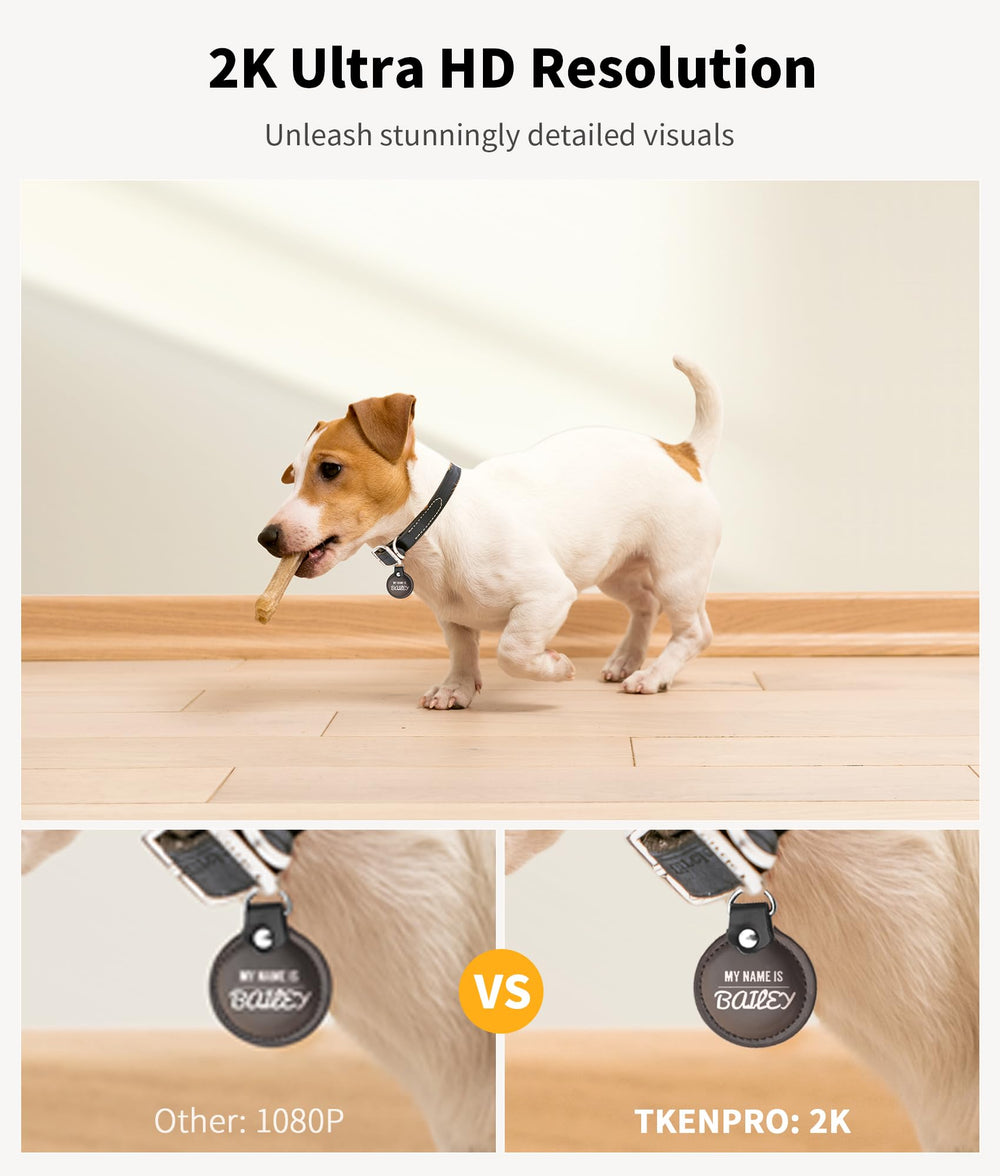 TKENPRO 2K camera enables two-way talk to comfort pets remotely