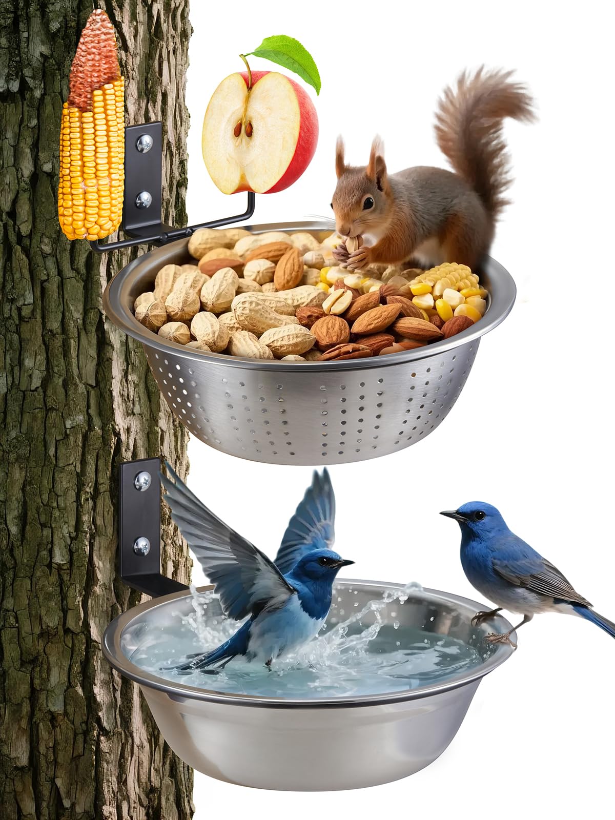 TKMSV 2-pack feeder set with 8.5-inch diameter ready for wildlife visitors