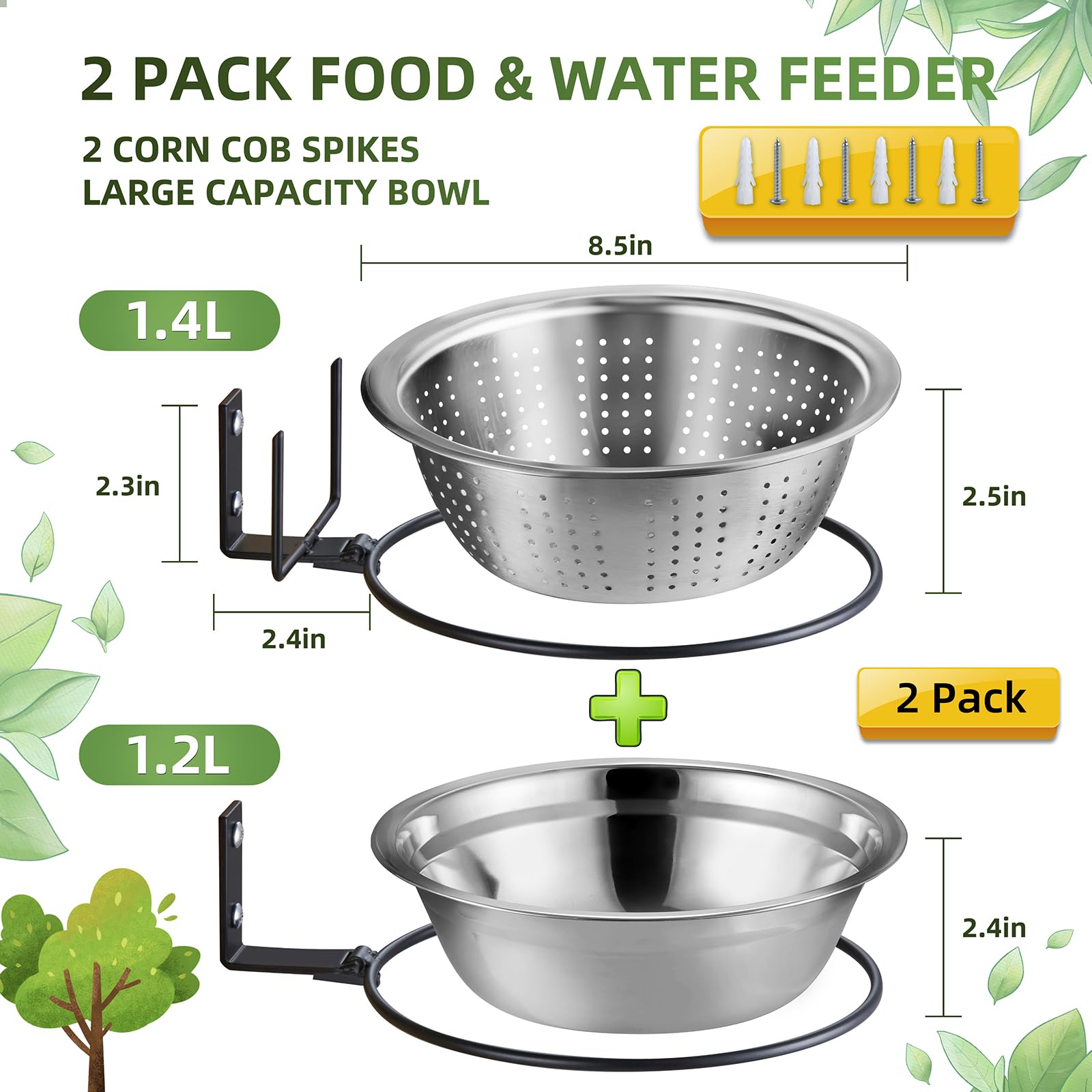 TKMSV removable stainless steel bowl with drainage keeps seeds dry