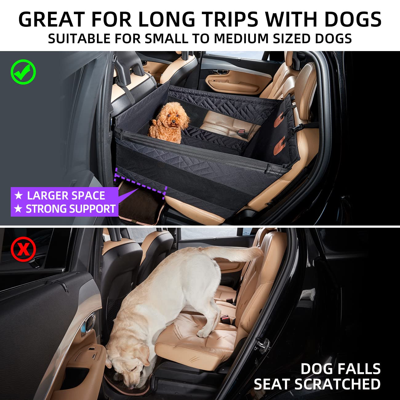 TKYZ waterproof large dog seat cover protects backseat and cleans easily