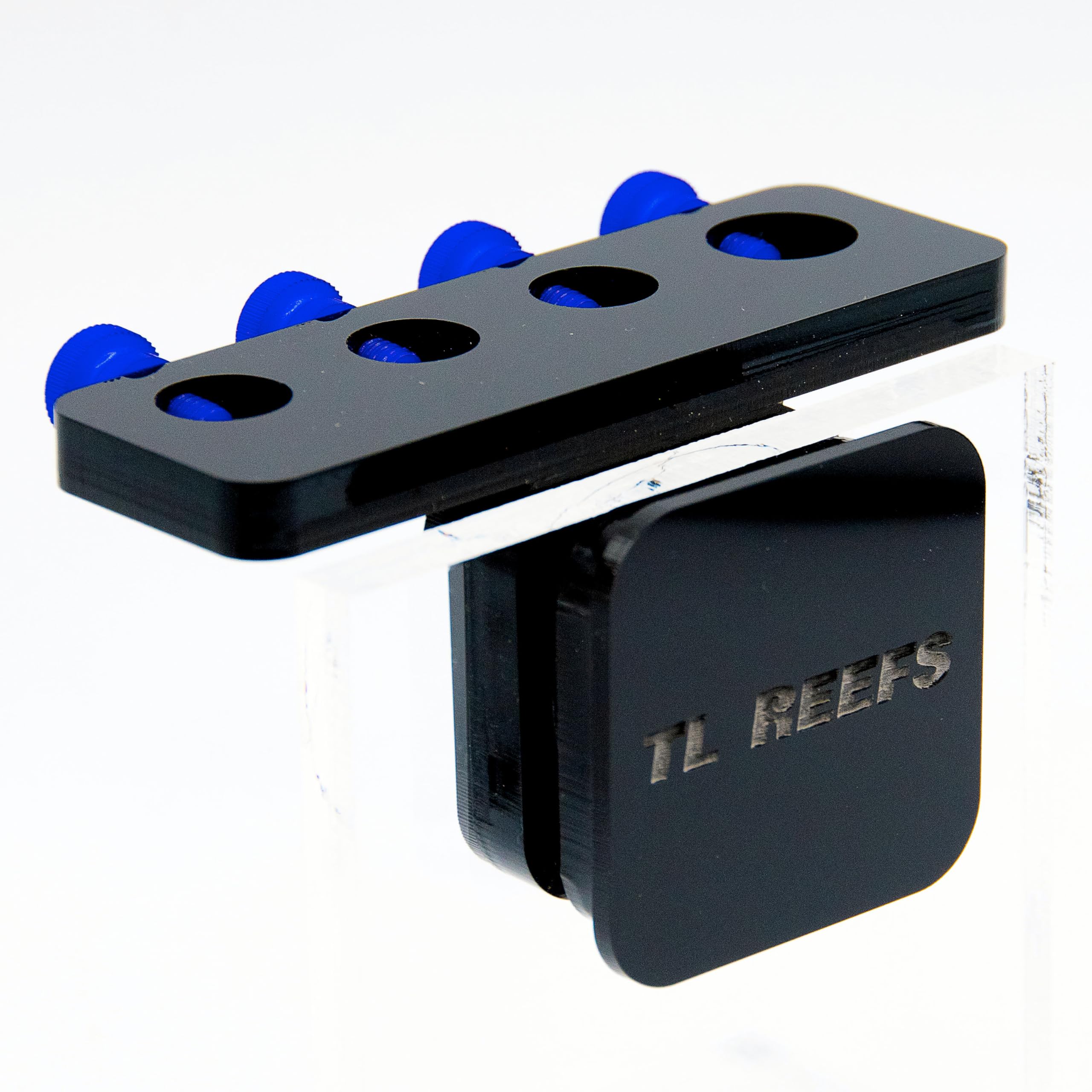 TL Reefs magnetic probe holder mounted on sump for organized setup.
