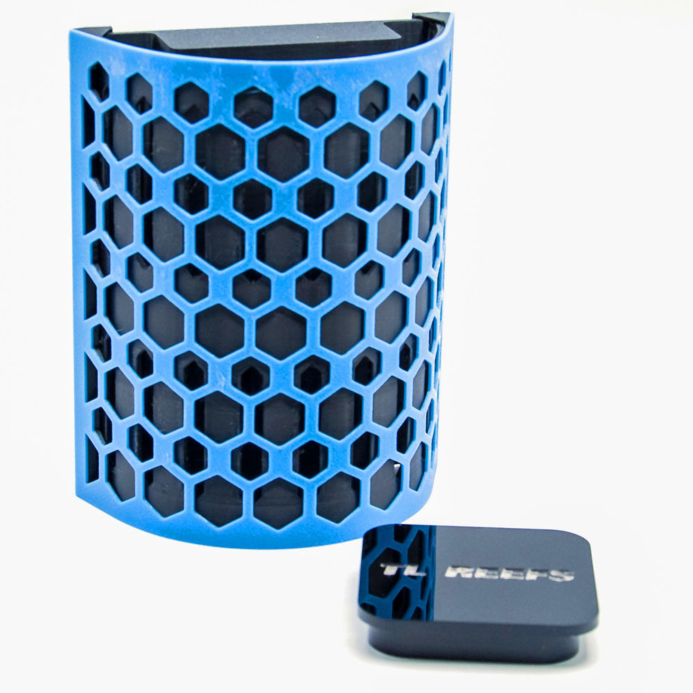 TL Reefs Nori Nipper blue magnet assembly secures seaweed to aquarium wall.