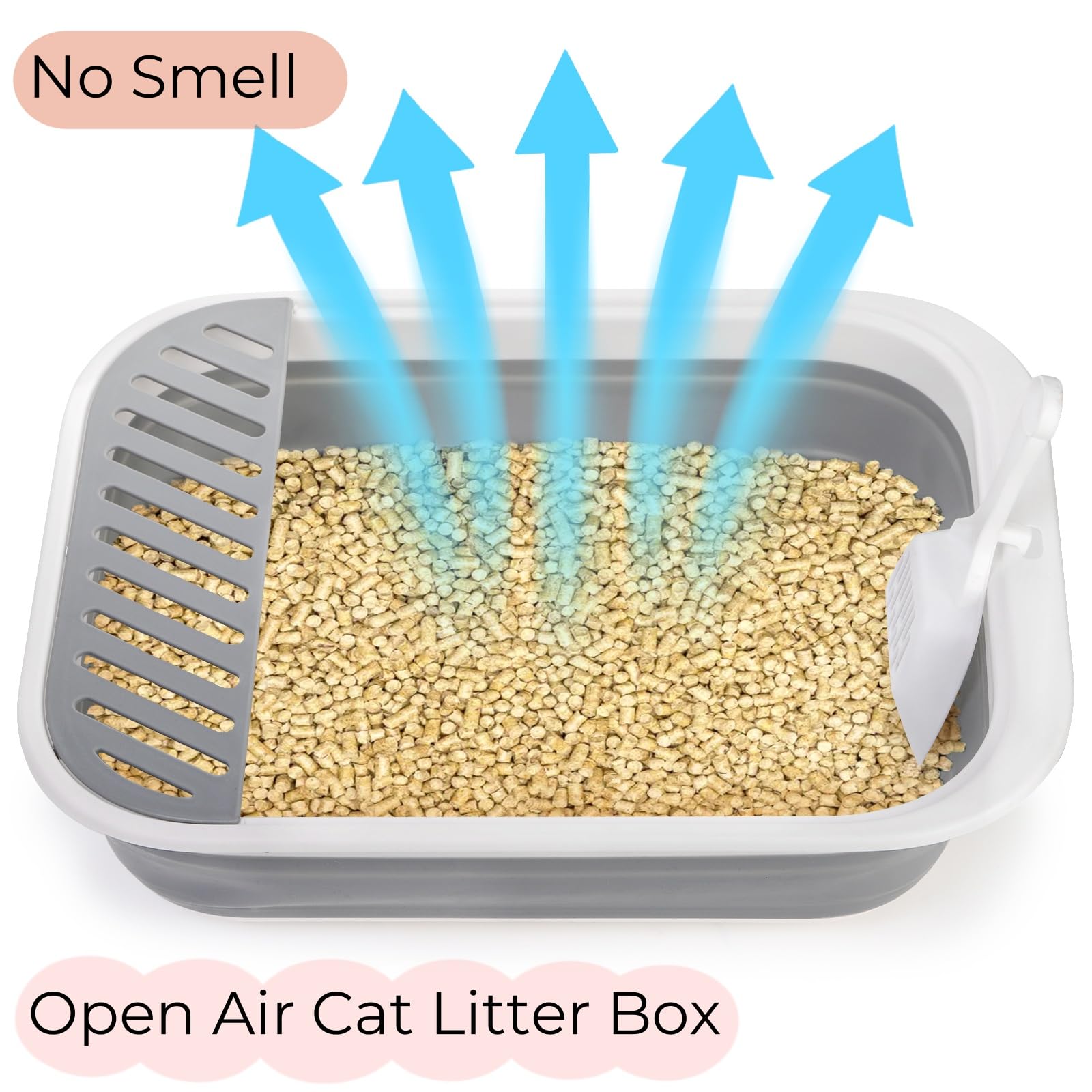 Tlence open-top litter box expanded size ready for use with space to move