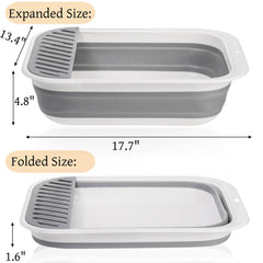 Tlence collapsible litter box shown folded for compact travel storage