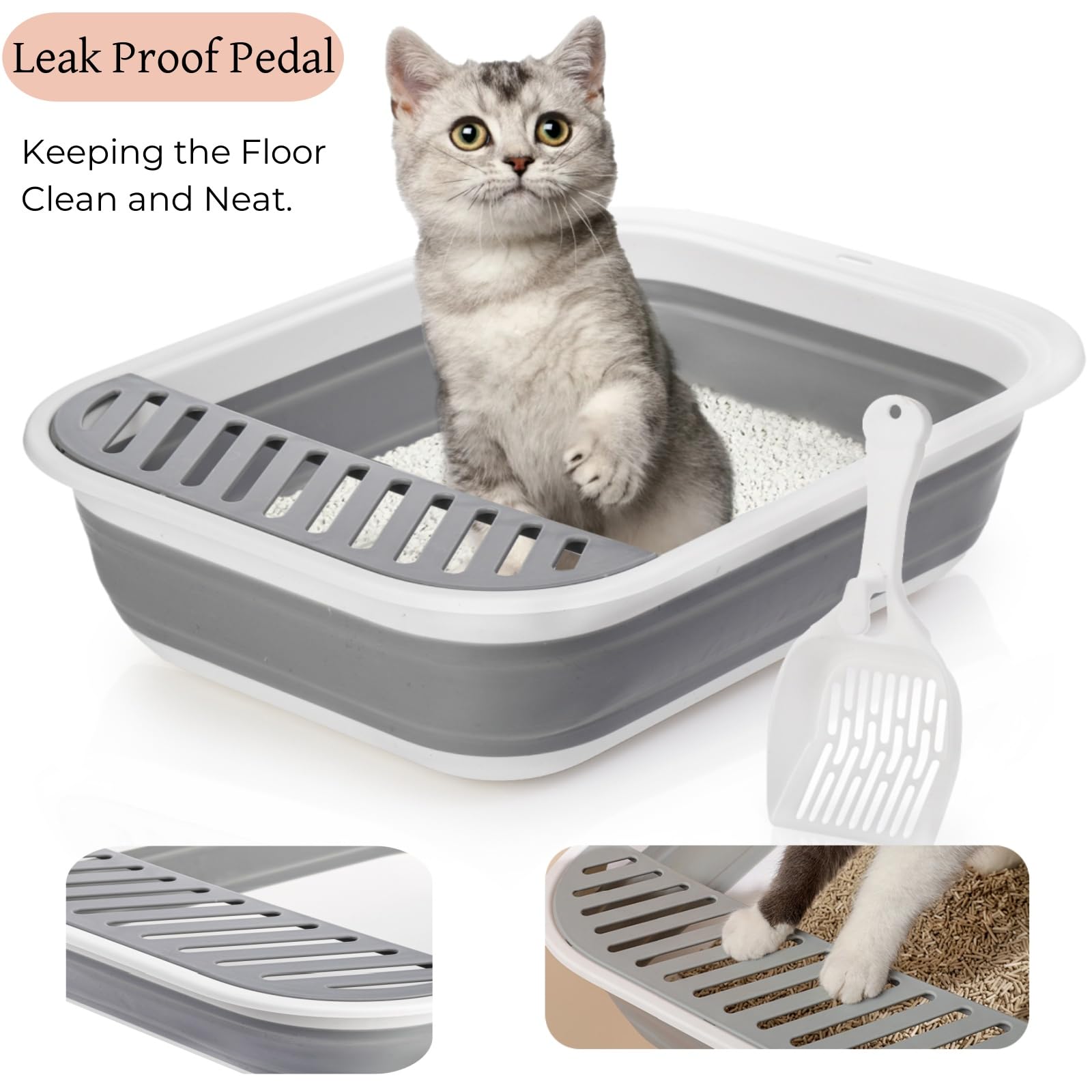 Tlence litter box with scoop included for quick maintenance