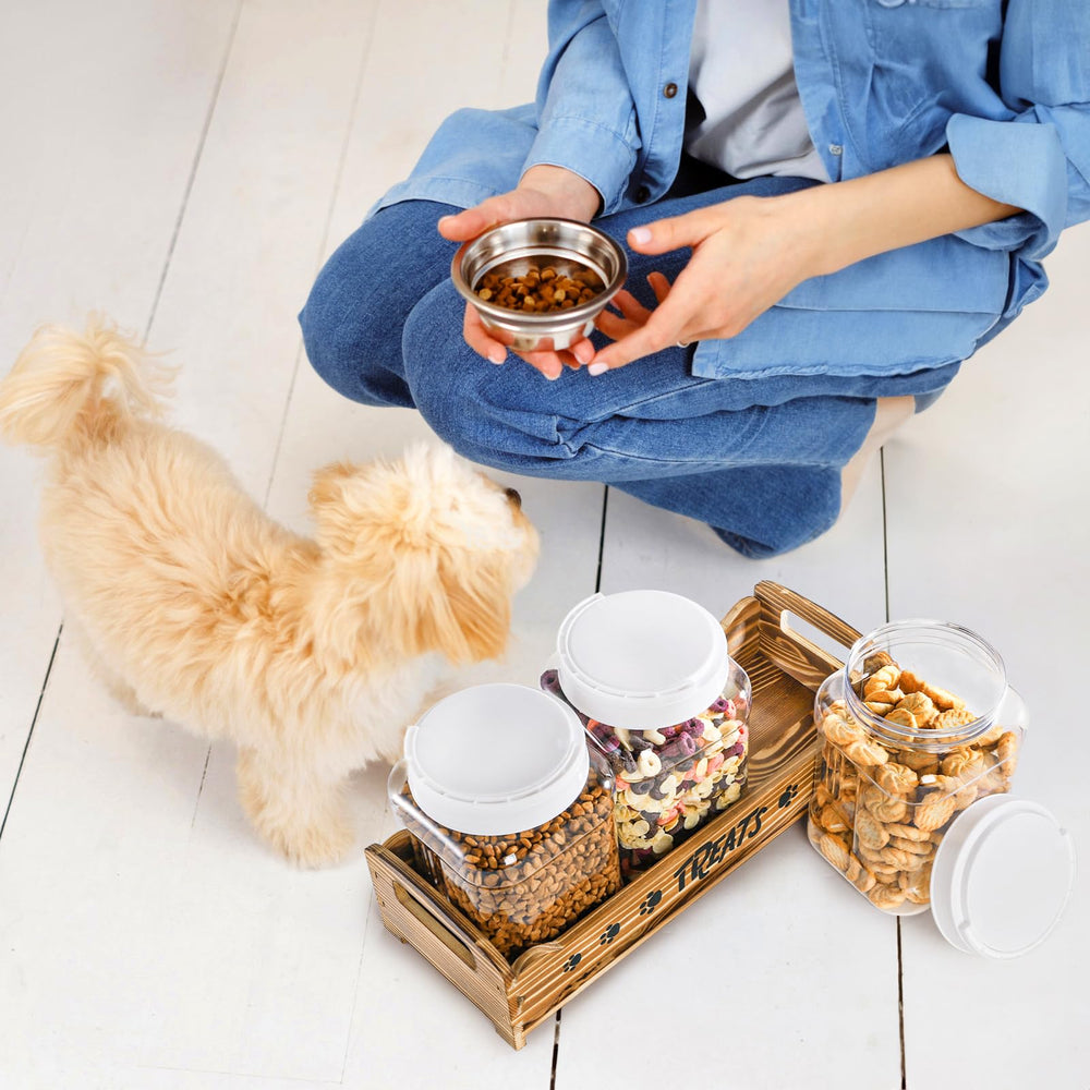 Tlence kitchen-counter ready design for convenient pet snack storage.