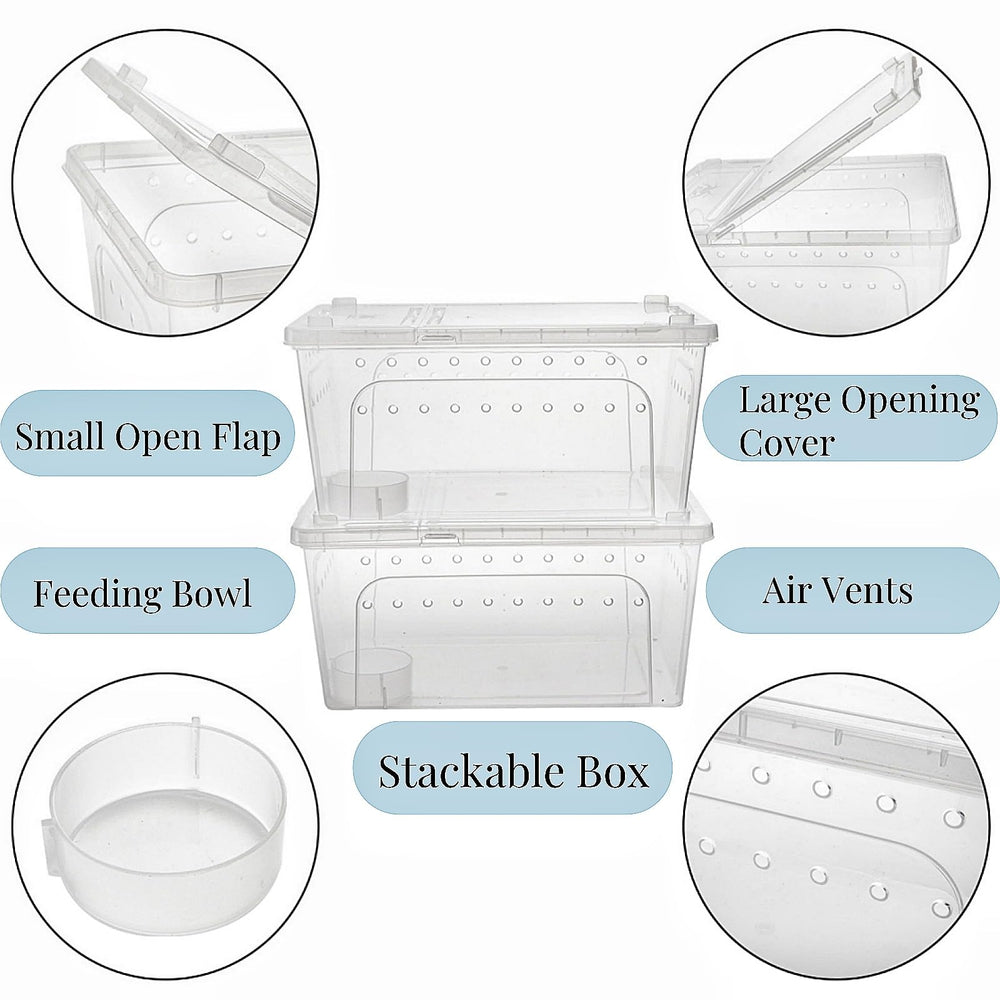 Tlence transparent stackable terrarium offers full visibility and compact storage.