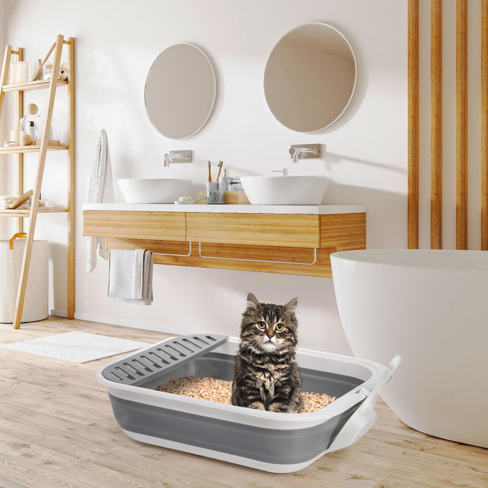 Tlence travel cat litter box setup for car trips with small cats