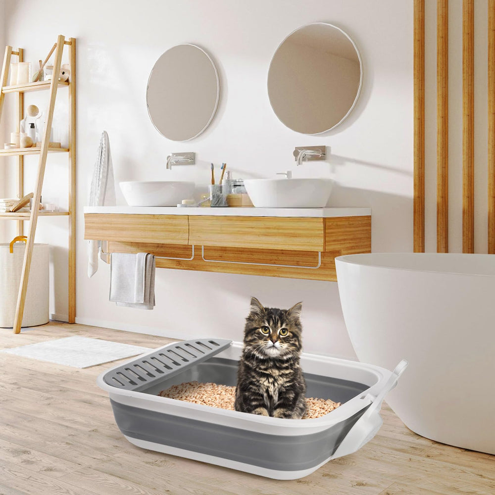Tlence travel cat litter box setup for car trips with small cats