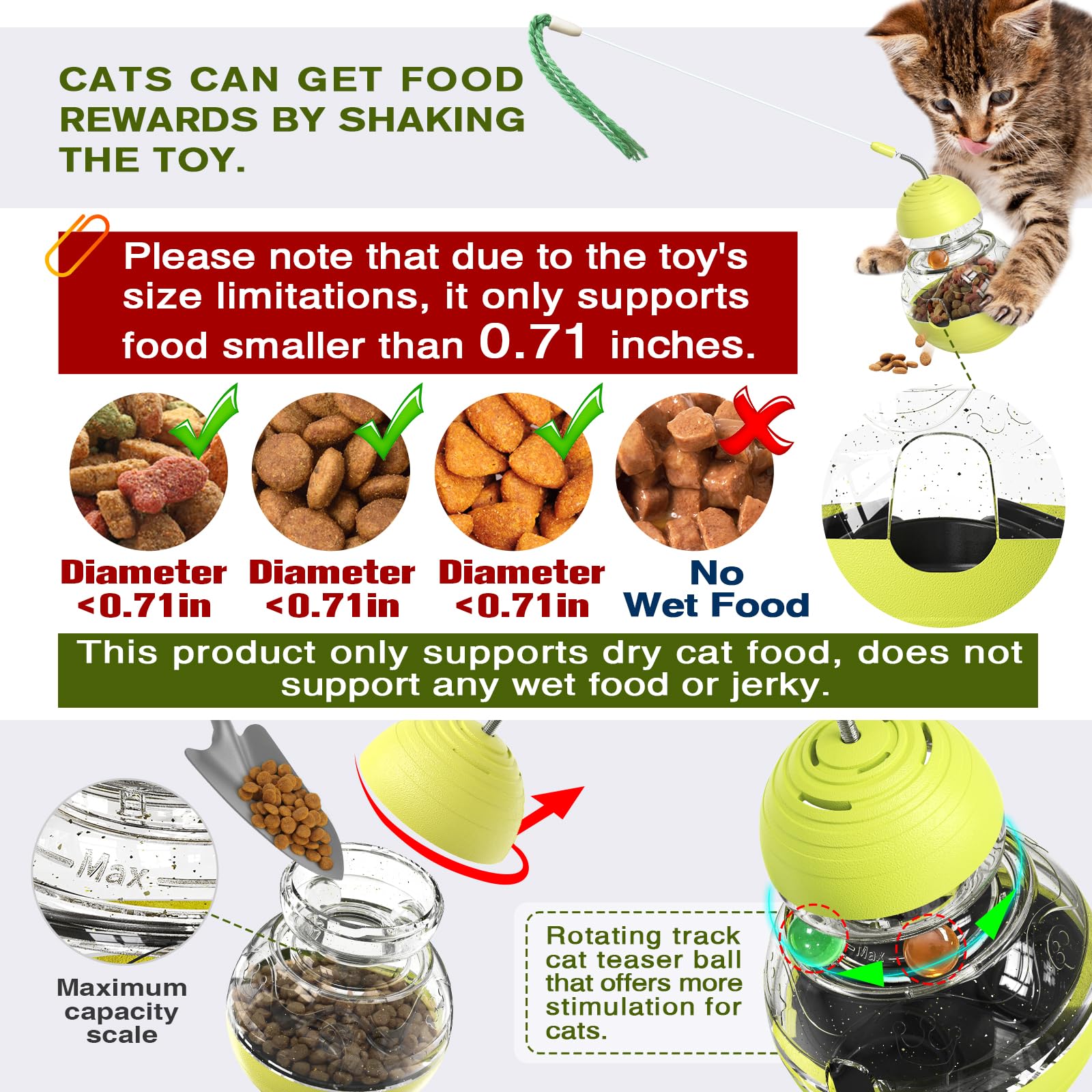 TLKNG Cat Toy rope-ball attachment highlights replaceable accessories for ongoing fun.