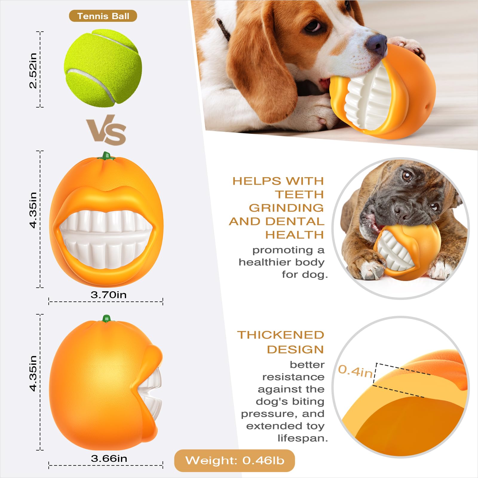 TLKNG large orange squeaky dog toy, squeaker inside, safe indoor outdoor fun