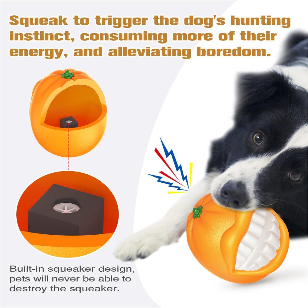 TLKNG large orange squeaky dog toy, textured surface, teeth cleaning during play