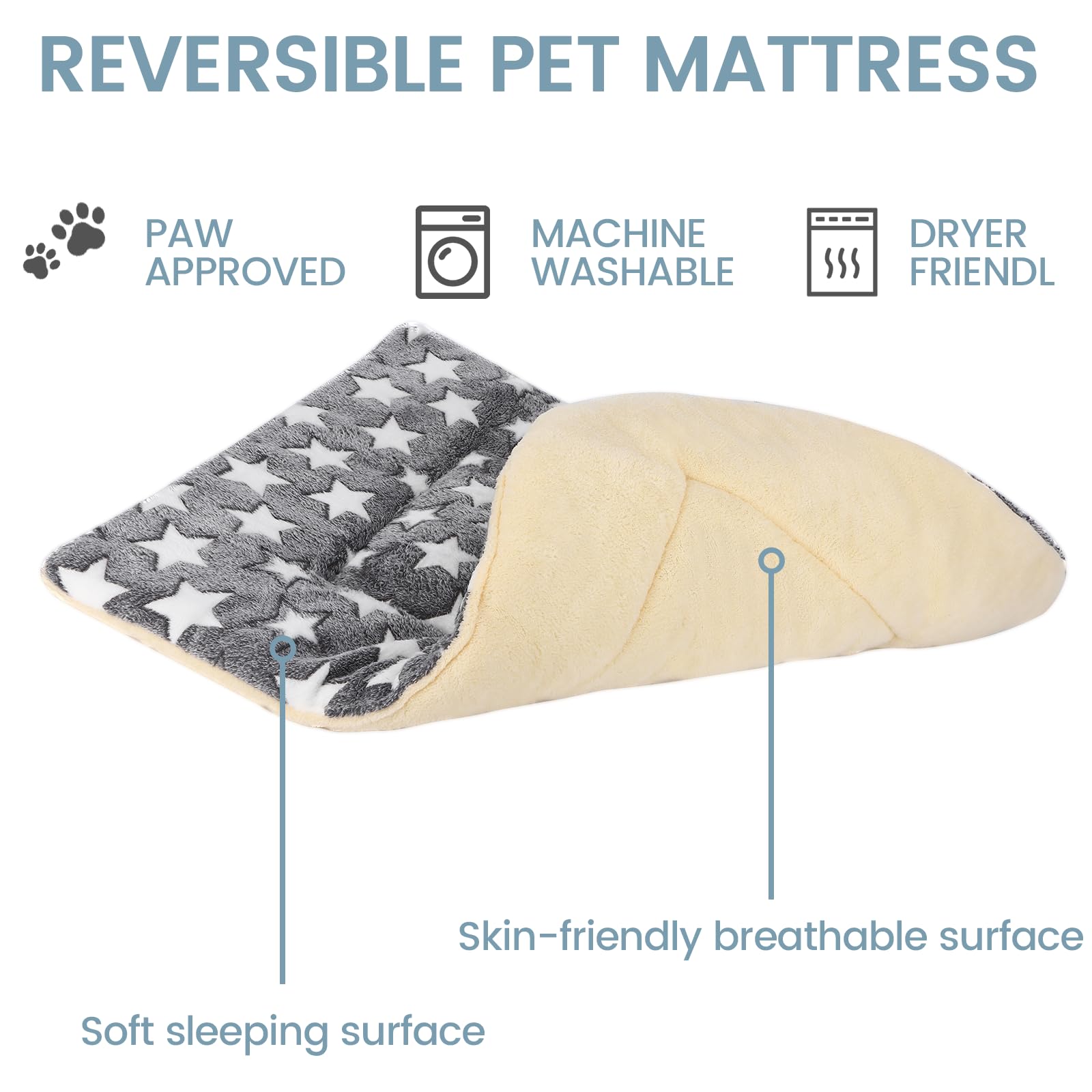 TMbsfatn dog bed mat grey plush fabric close-up for soft-touch warmth