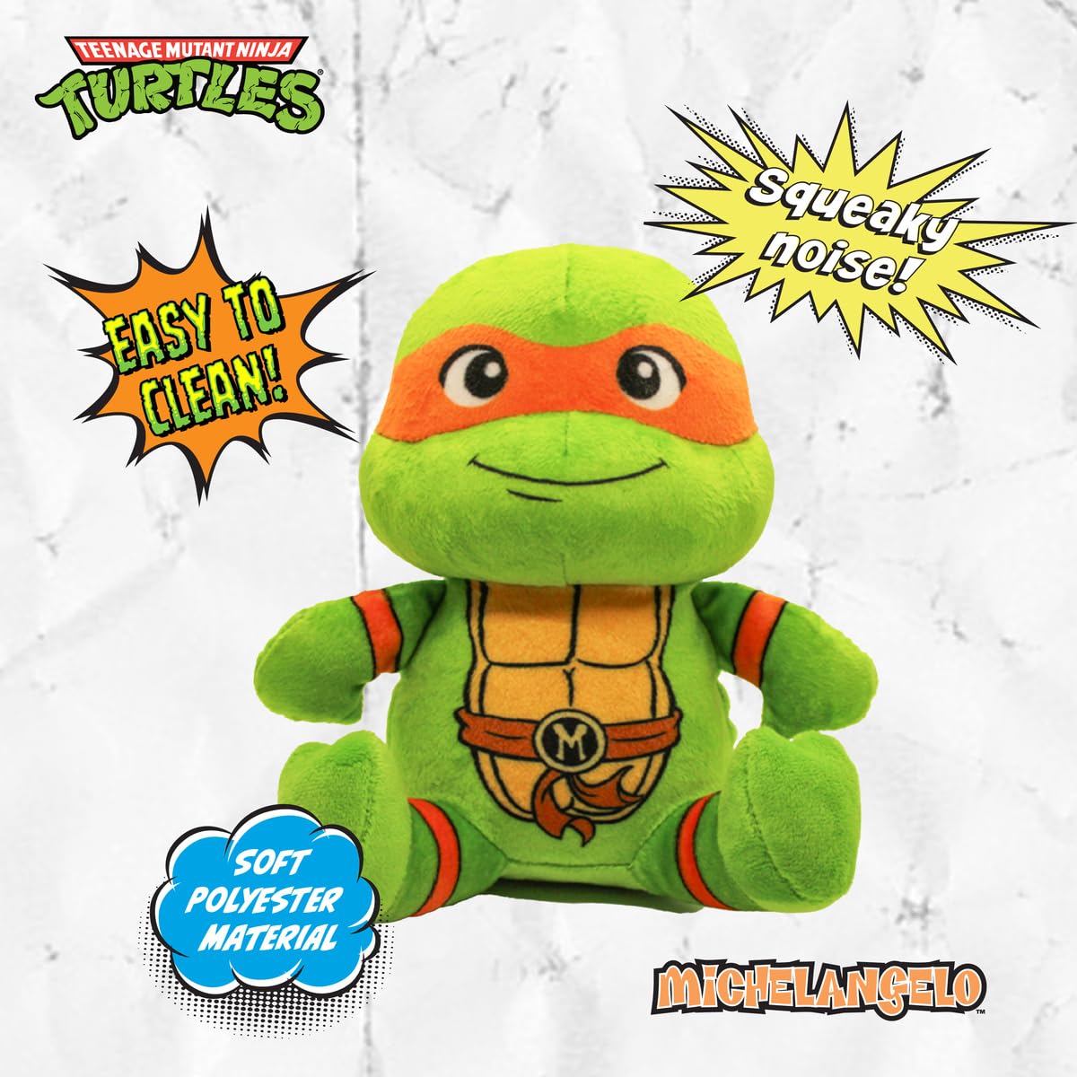TMNT Michelangelo soft plush with squeaker for interactive fetch