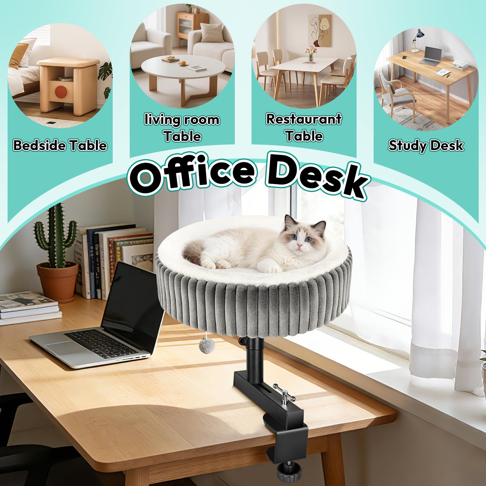 TNELTUEB Cat Desk Bed in use on a desk for a quiet workspace