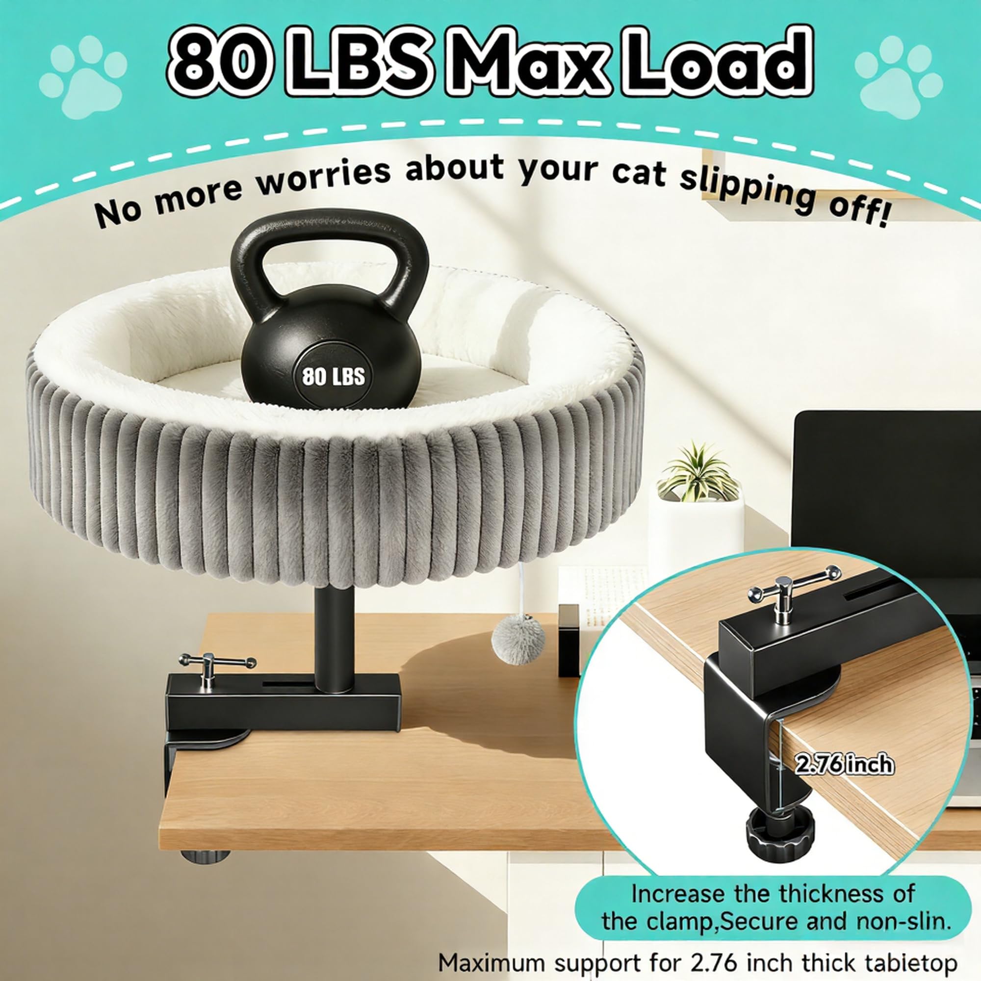 TNELTUEB Cat Desk Bed plush cushion for cloud-like comfort