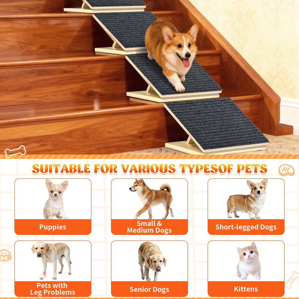 TNELTUEB wooden frame with rubber bottom keeps ramp steady for elderly pets