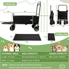 TNELTUEB stroller interior space 32x15 inches for medium to large breeds.