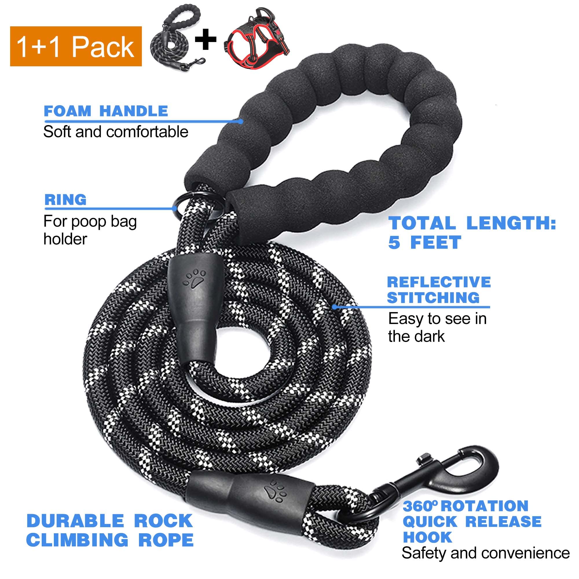 tobeDRI No Pull Harness back clip for relaxed walking and training