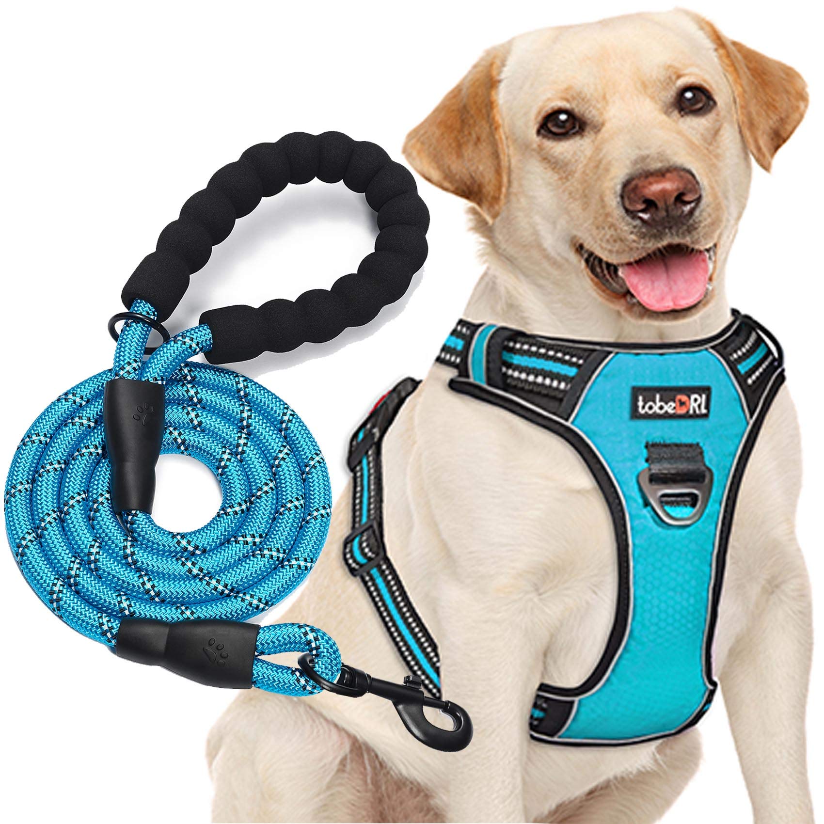 tobedri no-pull harness front view highlights front ring for controlled, comfortable walks