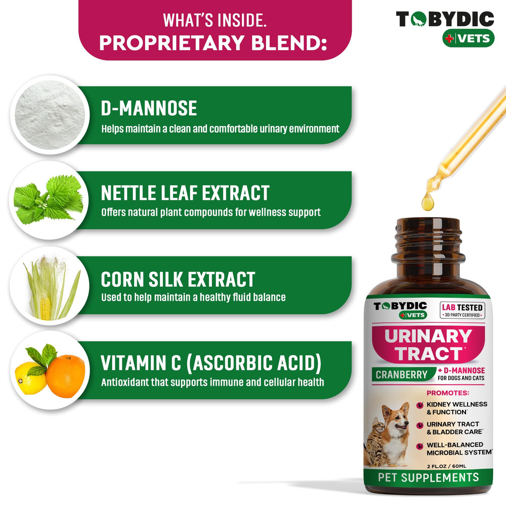 Two-pack TOBYDIC UTI support display for convenient pet care.