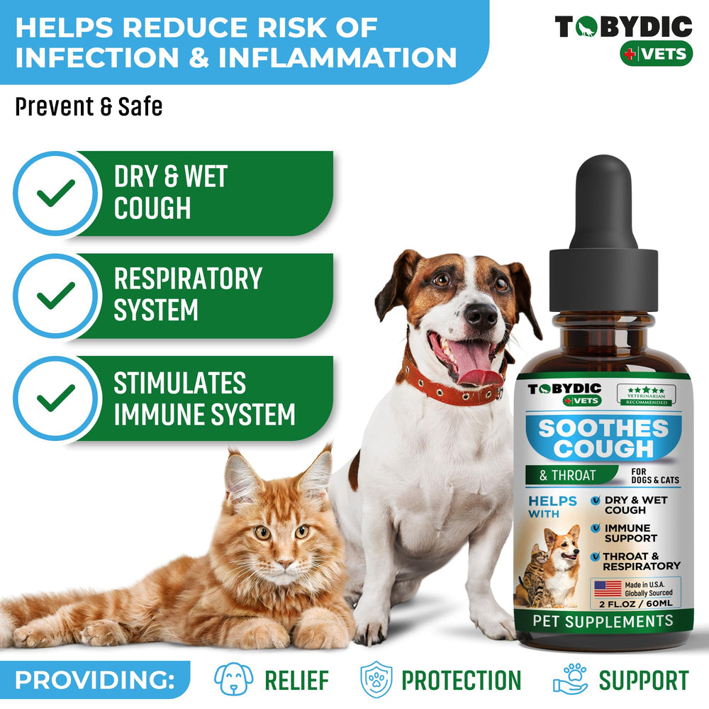 TOBYDIC cough relief drops with dropper for pet respiratory support