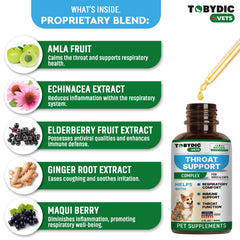 TOBYDIC herbal ingredients bottle highlighting natural formula for pets