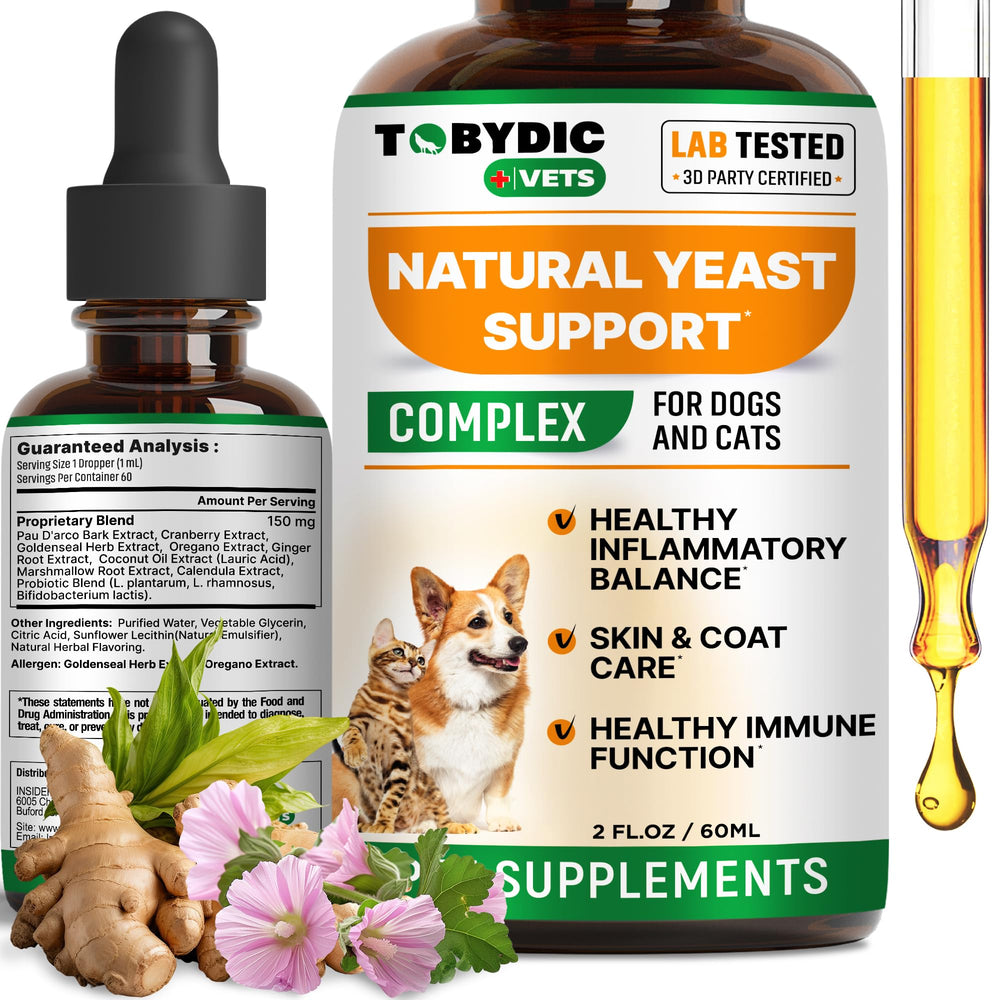 TOBYDIC yeast relief bottle helps pets ease itching and irritation.