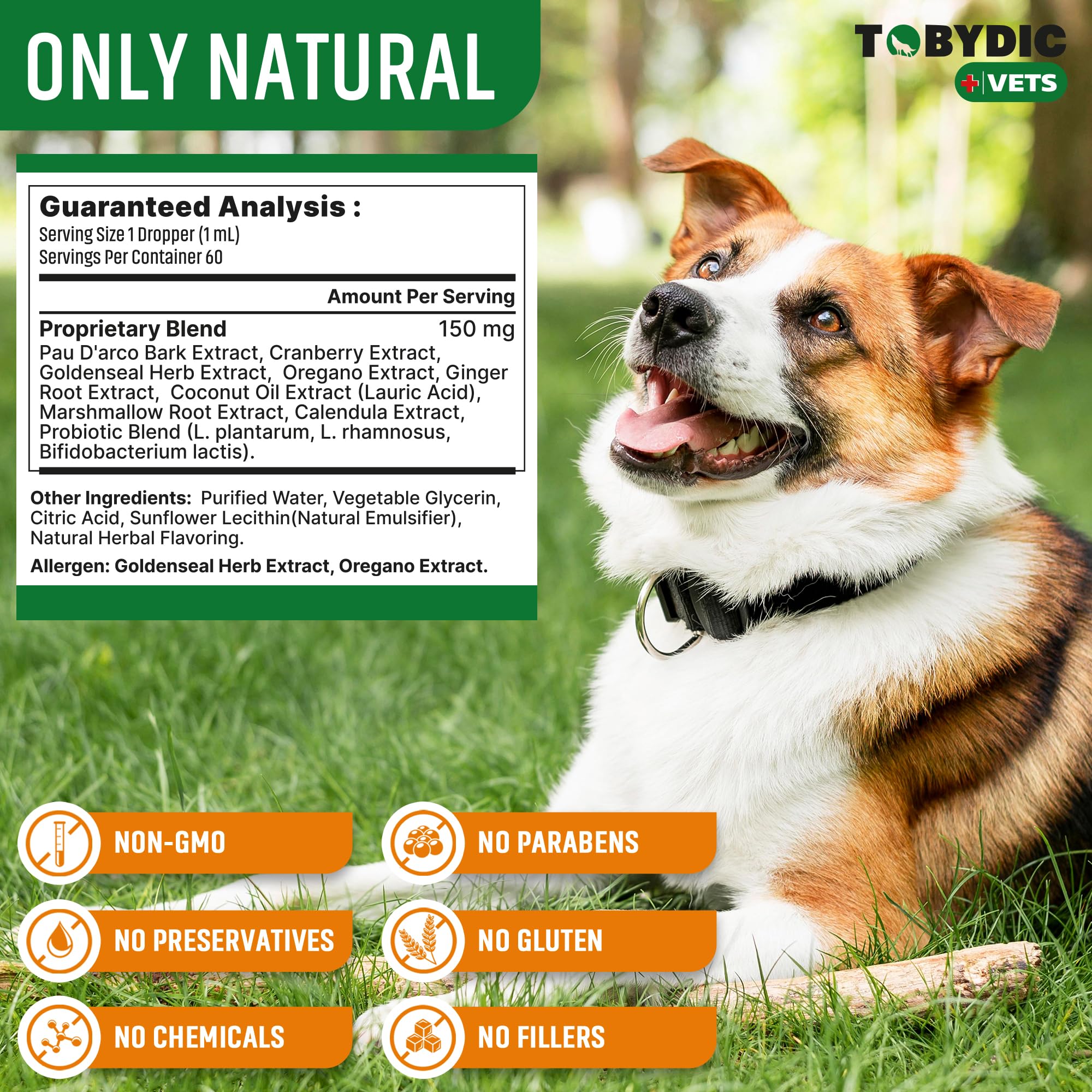 TOBYDIC pet care herbal drops promoting overall comfort.