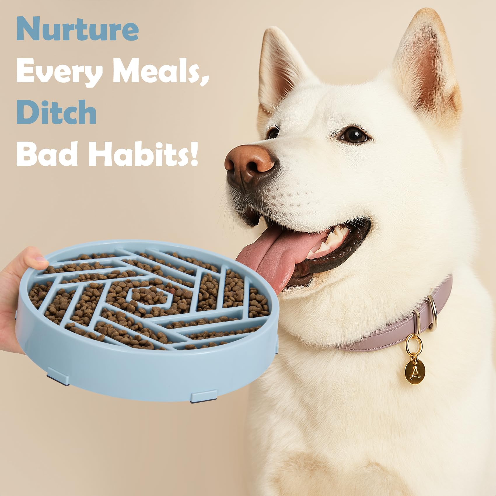 Tobyto slow feeder bowl in Mist Blue color option