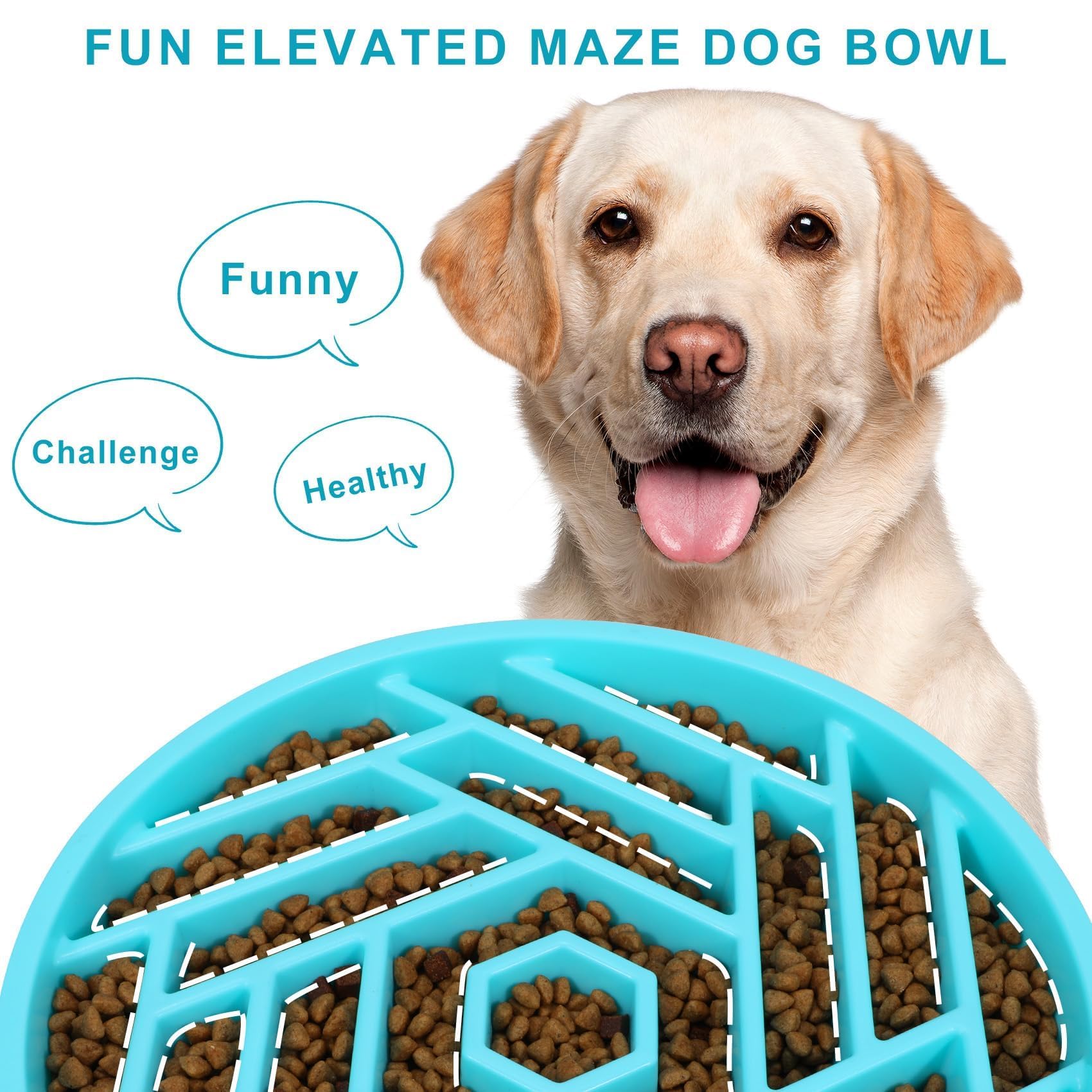 TOBYTO blue slow feeder bowl made from food-grade PP, dishwasher safe