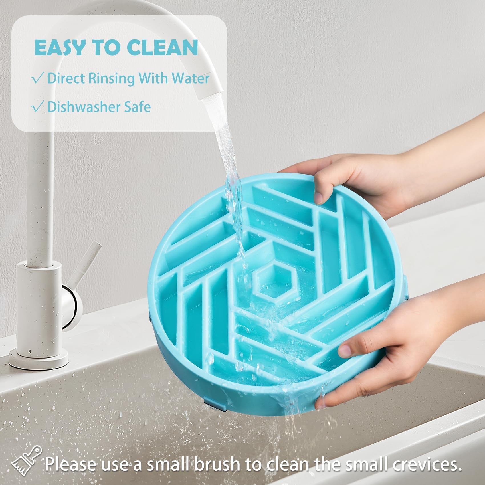 TOBYTO slow feeder bowl for dry, wet, and raw diets in blue