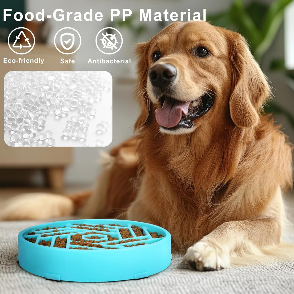 TOBYTO slow feeder blue bowl non-slip base keeps meals stable