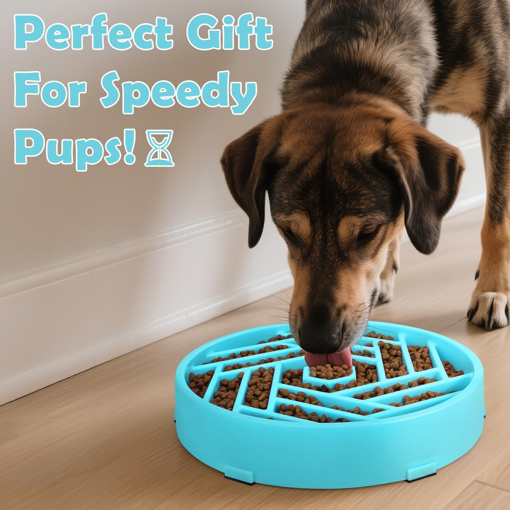 TOBYTO blue slow feeder bowl is durable and non-slip