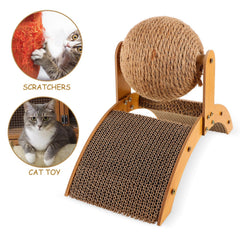 Toddmomy cat scratcher ball side view shows stable structure for kittens