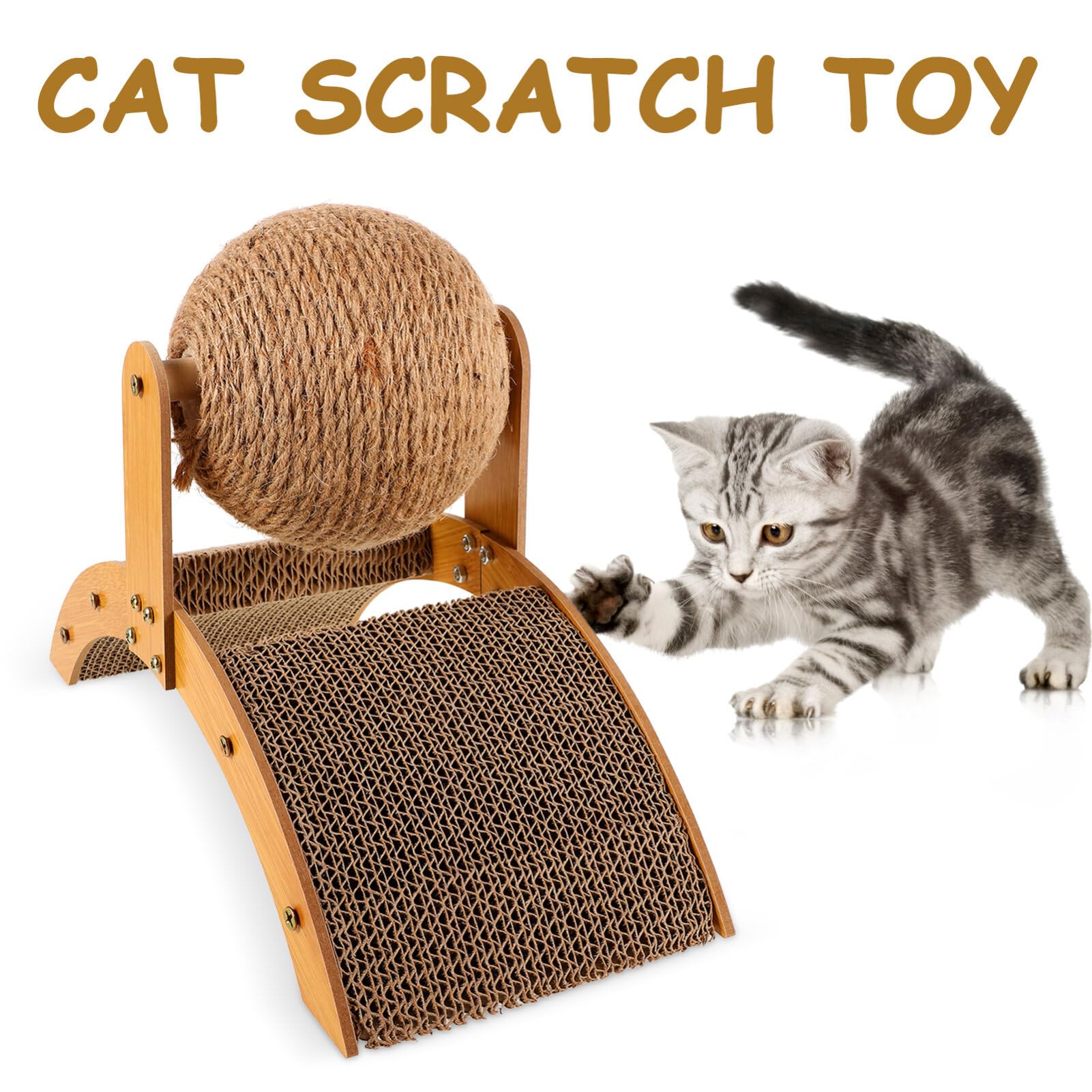 Toddmomy cat scratcher ball on floor for interactive play