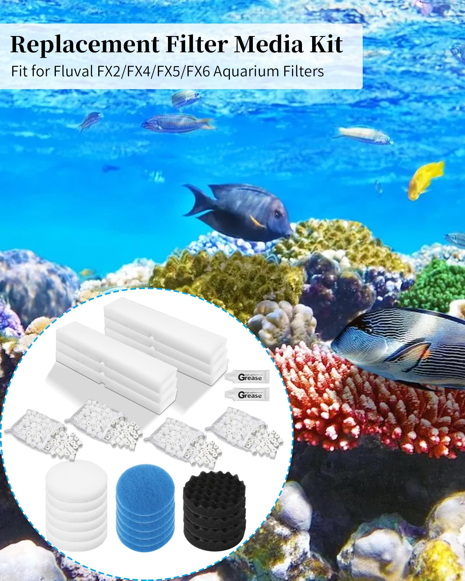 Tofcbye foam pads and bio-foam set enhances filtration performance.