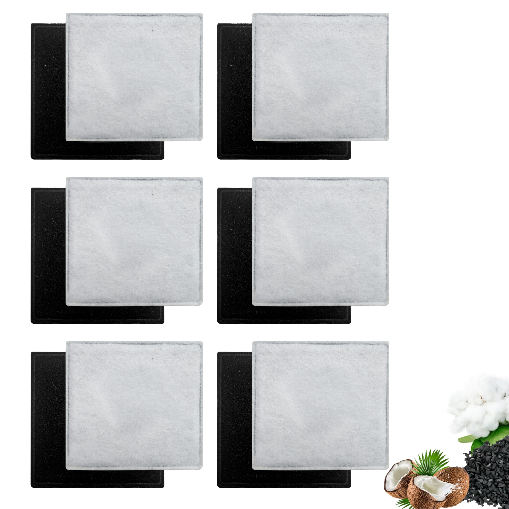 TOGGATH cat fountain filters 12-pack with square inserts for cleaner drinking water