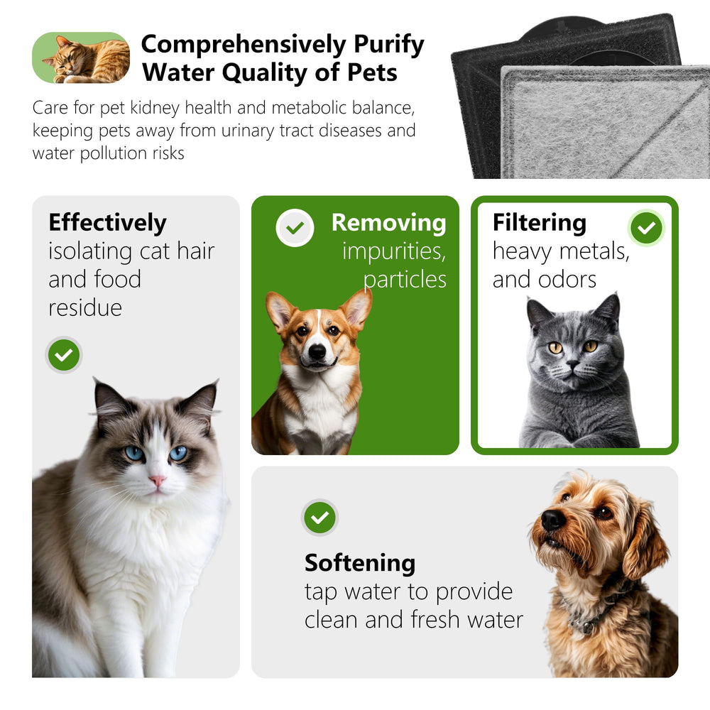 TOGGATH cat fountain filter square — 2-week replacement cadence helps maintain freshness.