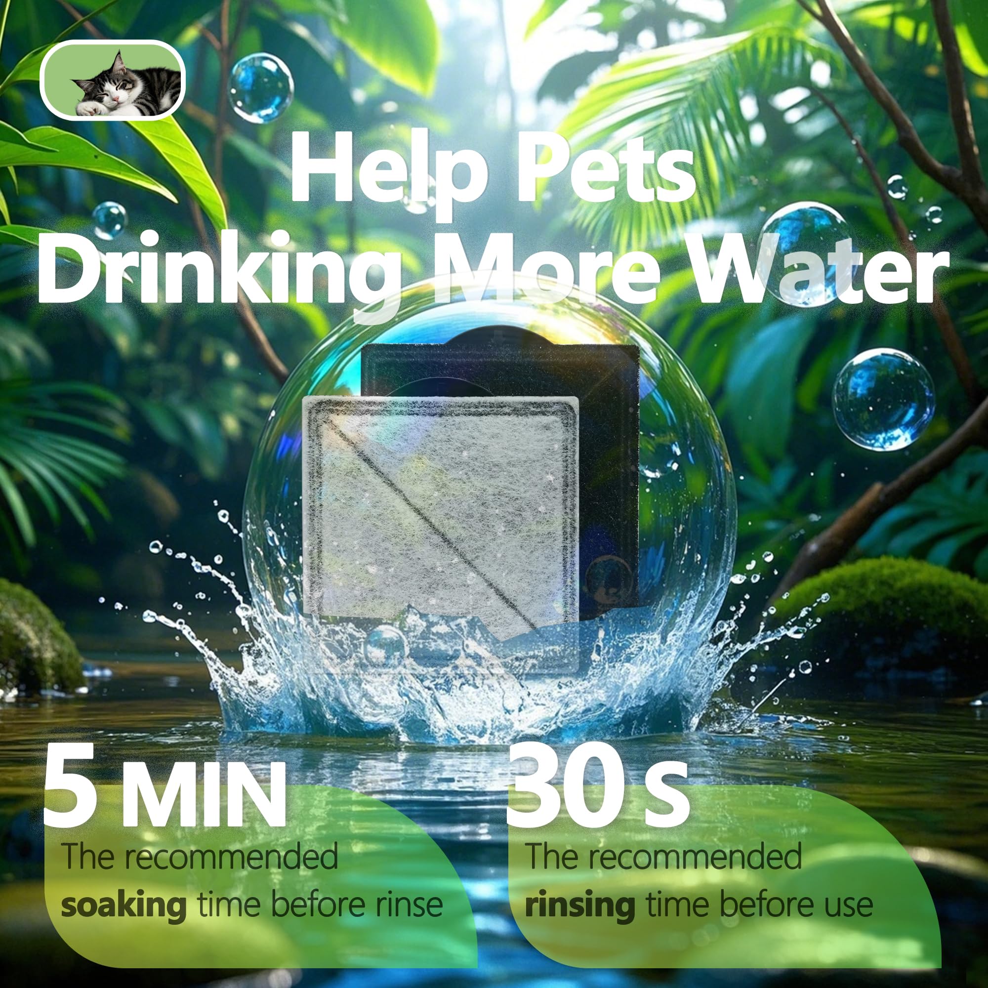 TOGGATH cat fountain filter square — reduces hair and residue buildup.
