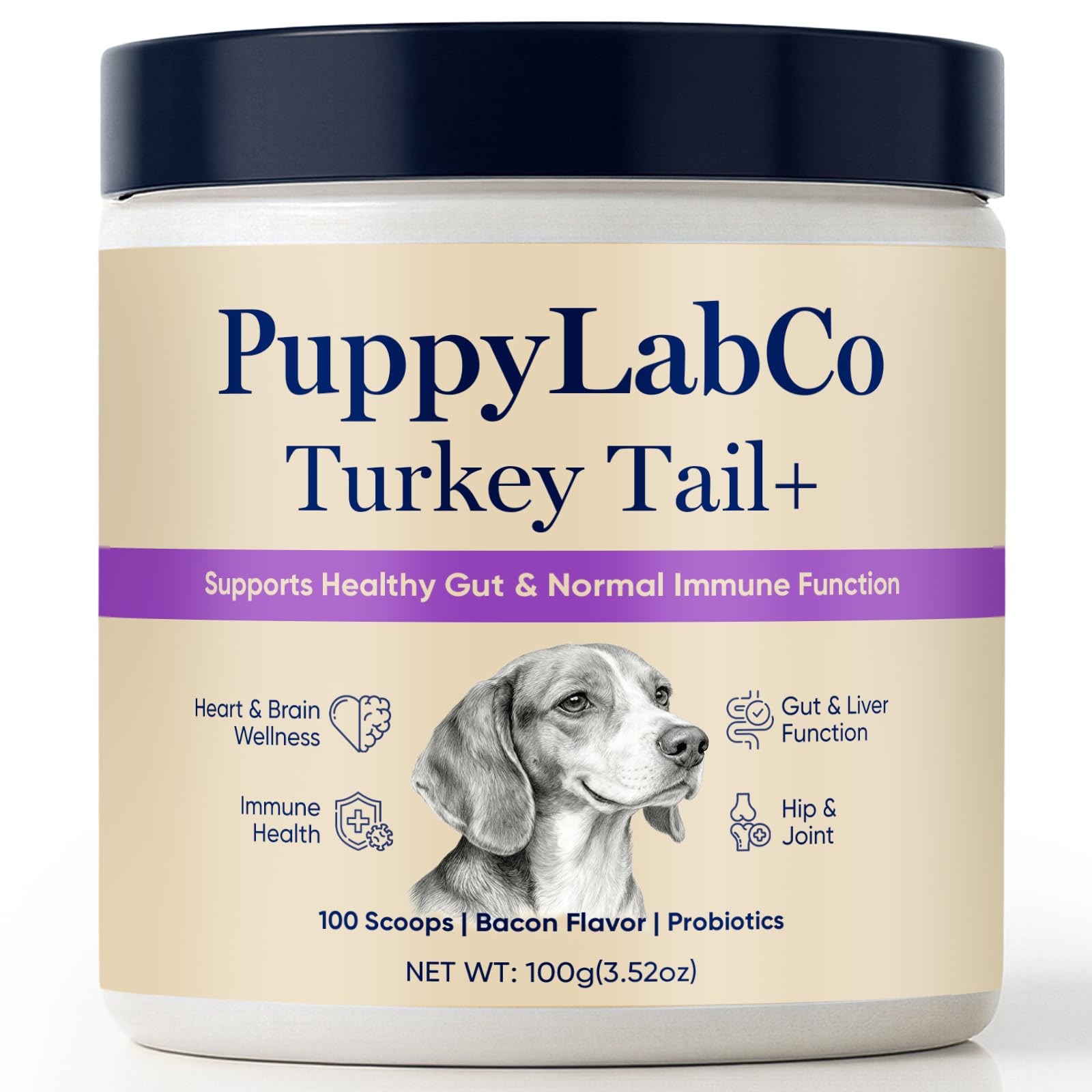 TOGOLIUN PuppyLabCo turkey tail powder in a bowl supports canine digestion