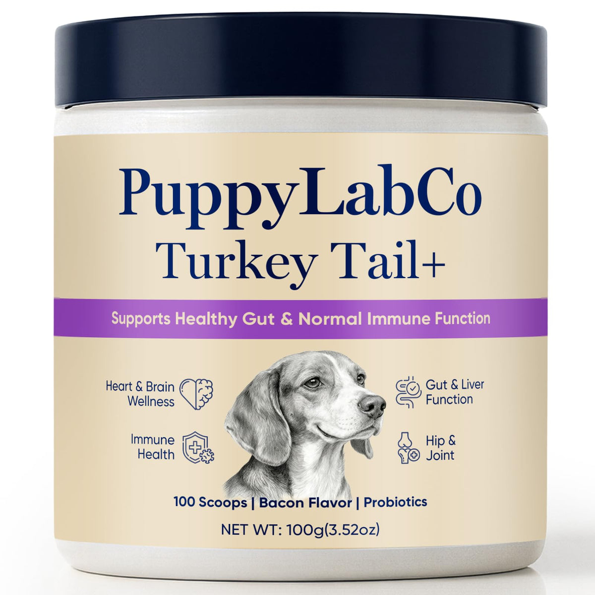 TOGOLIUN PuppyLabCo turkey tail powder in a bowl supports canine digestion