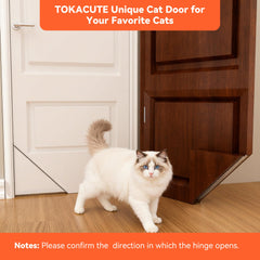 Tokacute cat door corner installed on a door demonstrates practical use.