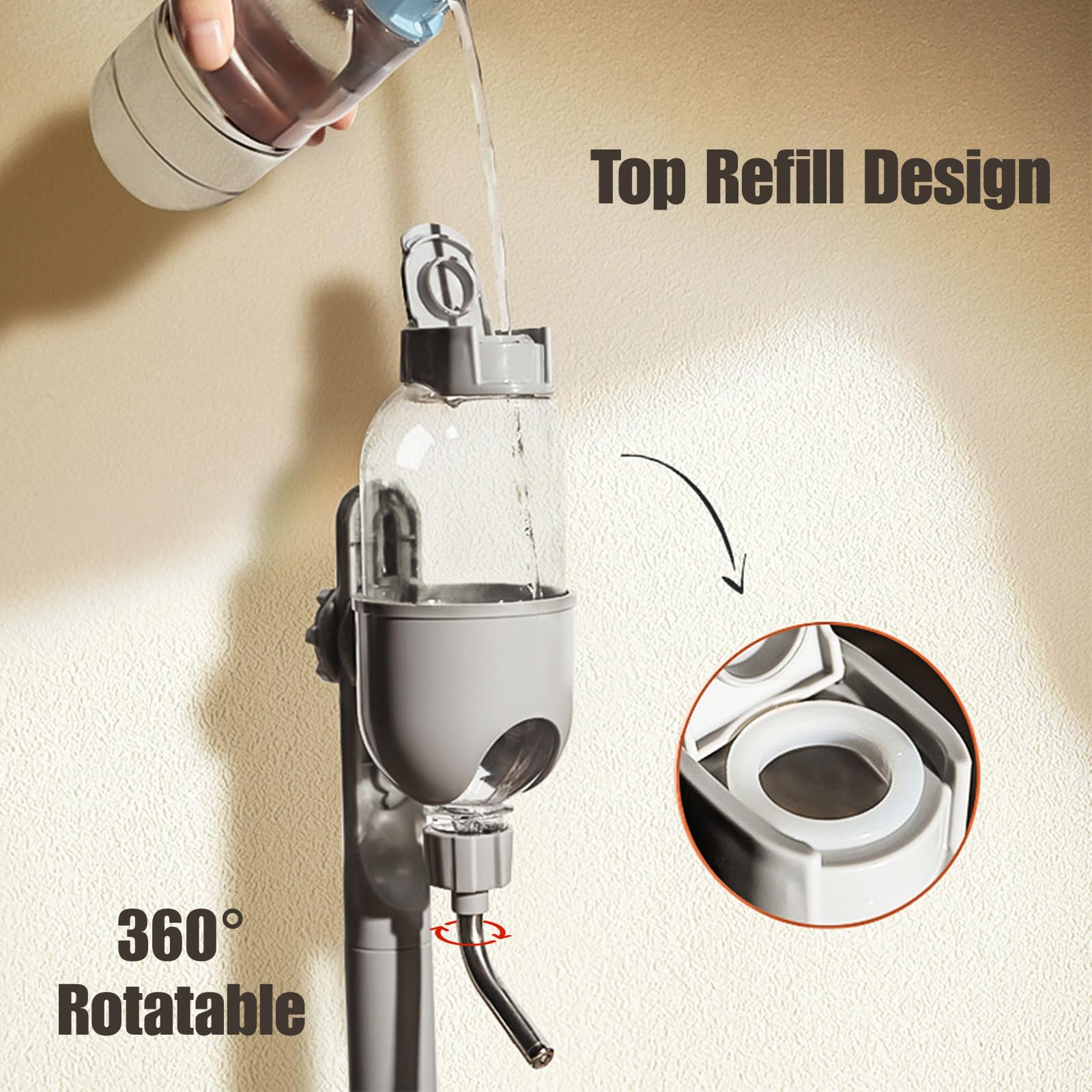 TOKAYIFE water bottle showing 360° nozzle for flexible access