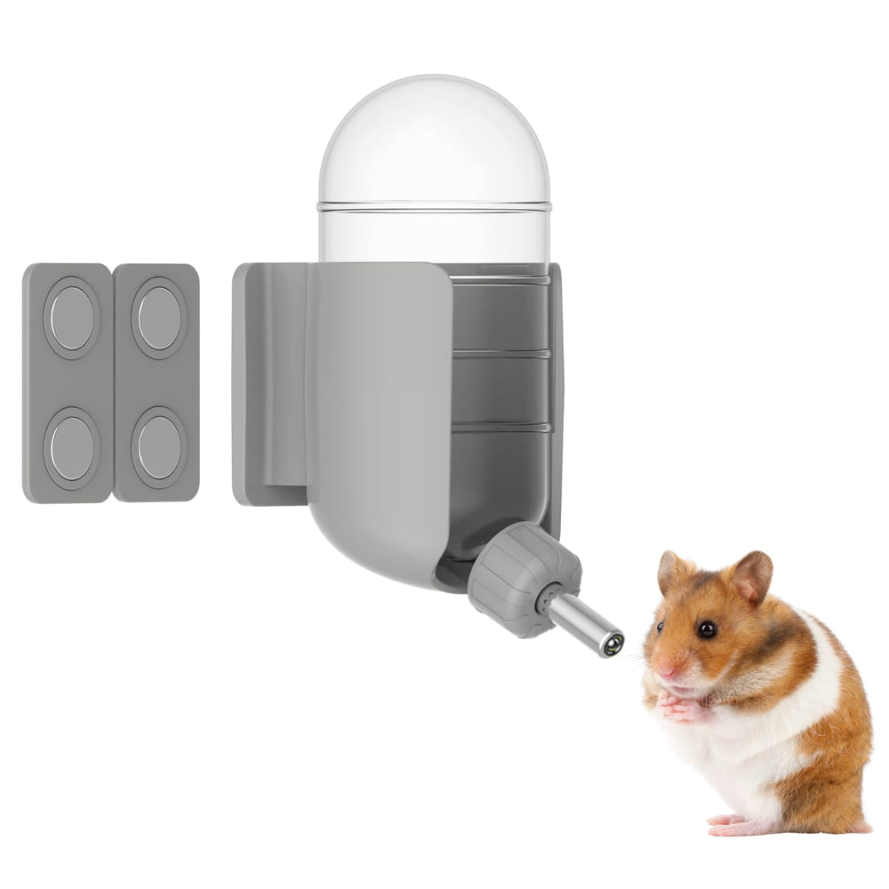 TOKAYIFE hamster bottle with magnetic mount attached to cage wall for secure positioning