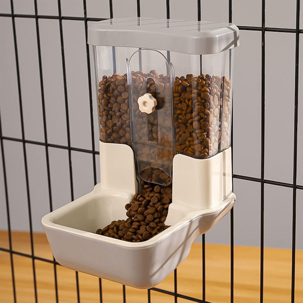 TOKAYIFE hanging automatic food dispenser full view for versatile pet feeding.