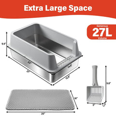 TOKXTIK XL large cat litter box in durable metal construction for busy households.