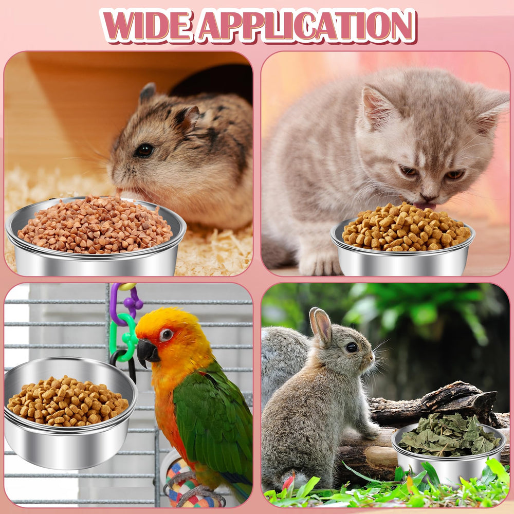ToLanbbt wide-application bowls fit parrots and small mammals in cages.