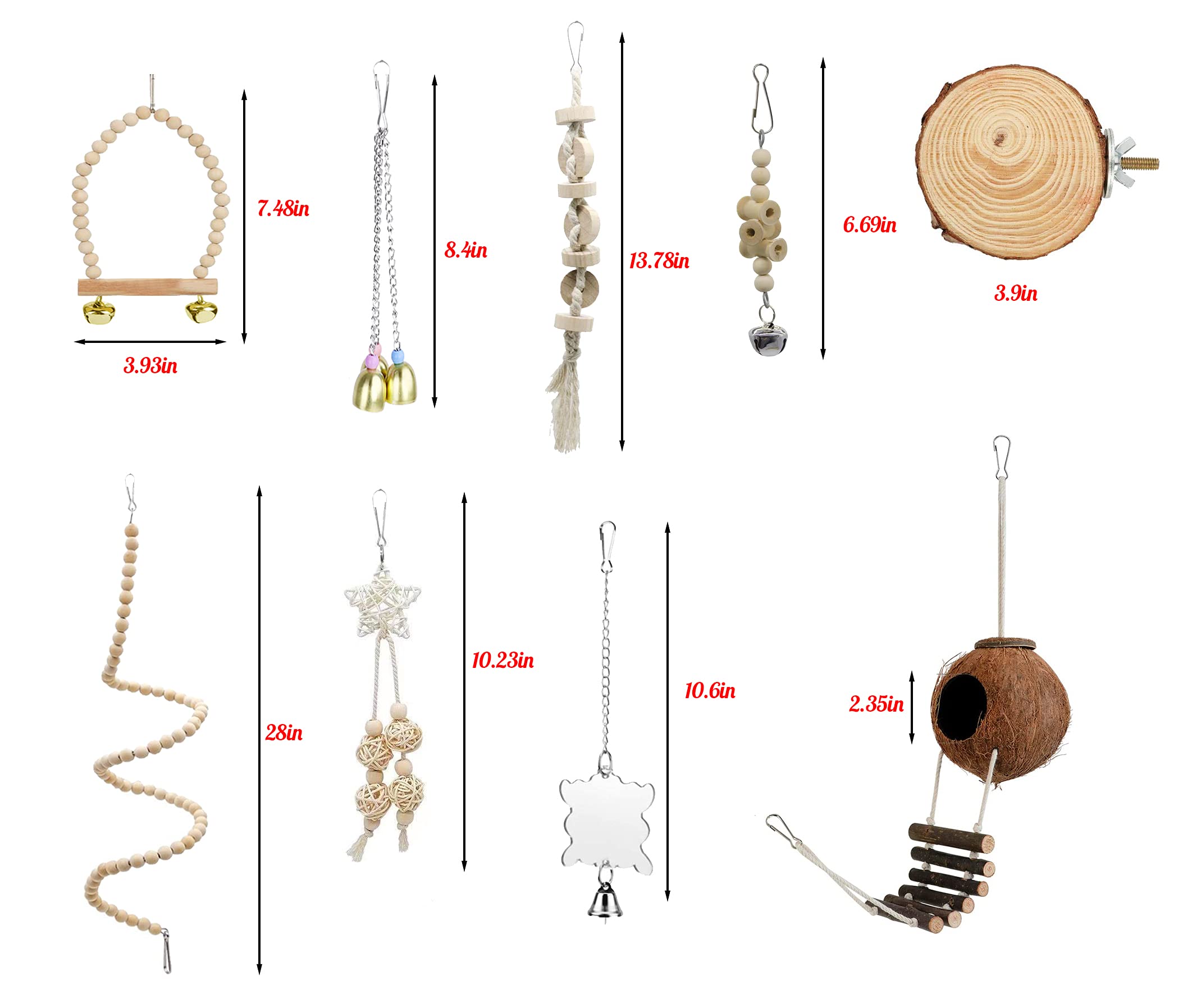 Tolmiow natural wood bird toy close-up showing durable construction